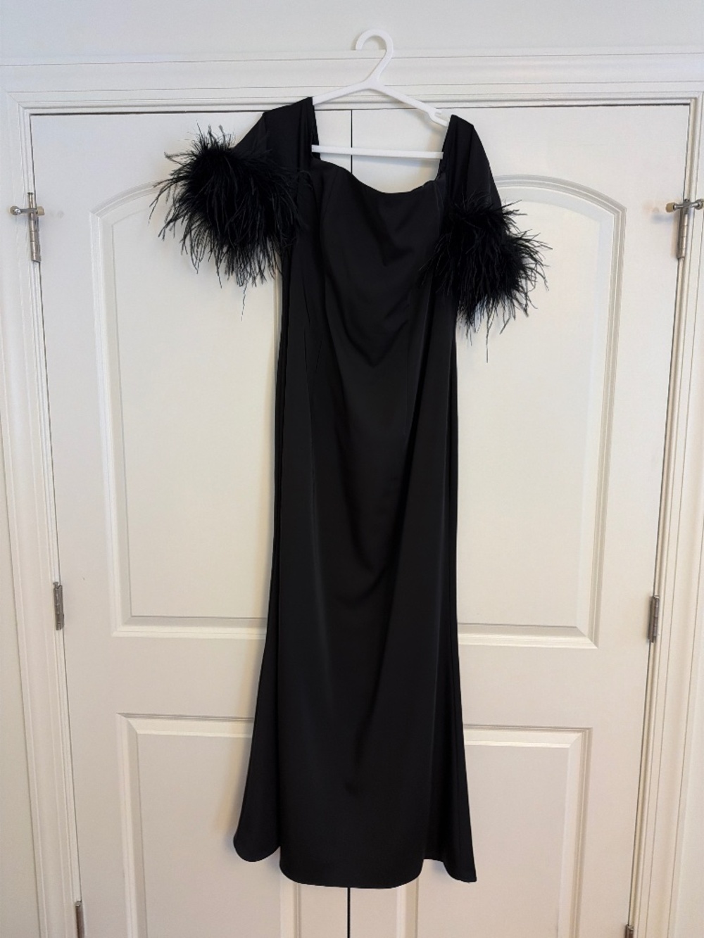 Mac Duggal Feather Trim Off The Shoulder